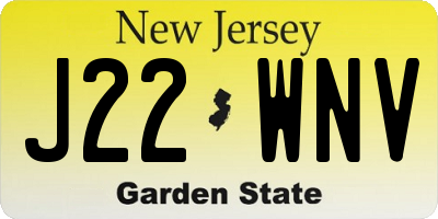 NJ license plate J22WNV