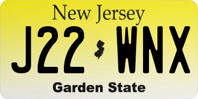 NJ license plate J22WNX