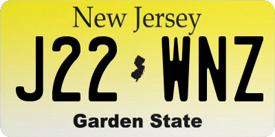 NJ license plate J22WNZ