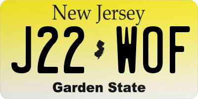 NJ license plate J22WOF