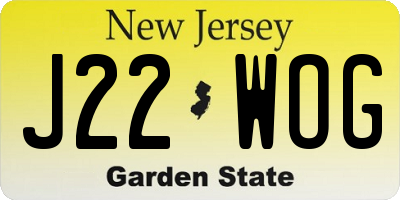 NJ license plate J22WOG