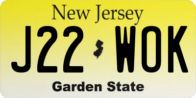 NJ license plate J22WOK