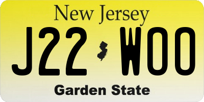 NJ license plate J22WOO