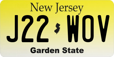 NJ license plate J22WOV