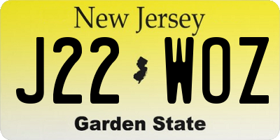 NJ license plate J22WOZ