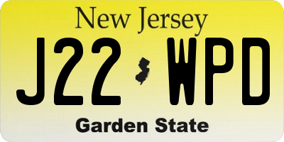 NJ license plate J22WPD
