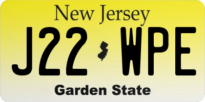 NJ license plate J22WPE