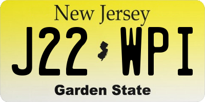NJ license plate J22WPI