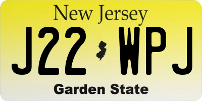 NJ license plate J22WPJ