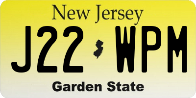 NJ license plate J22WPM