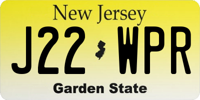 NJ license plate J22WPR