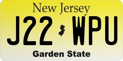 NJ license plate J22WPU