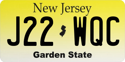 NJ license plate J22WQC