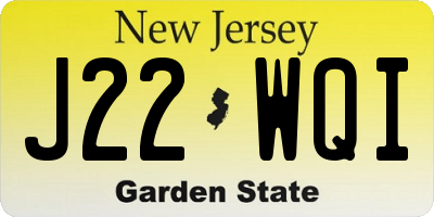 NJ license plate J22WQI
