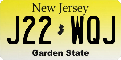 NJ license plate J22WQJ