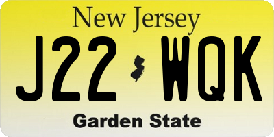 NJ license plate J22WQK