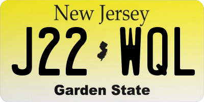NJ license plate J22WQL