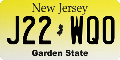 NJ license plate J22WQO