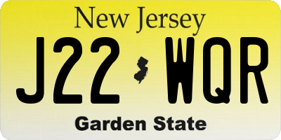 NJ license plate J22WQR