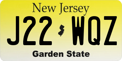 NJ license plate J22WQZ