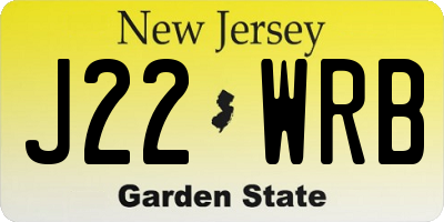 NJ license plate J22WRB