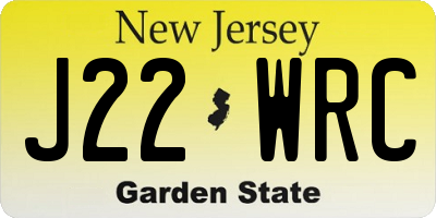 NJ license plate J22WRC