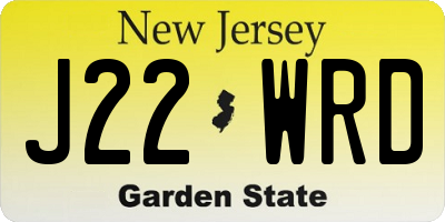 NJ license plate J22WRD