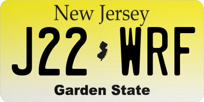 NJ license plate J22WRF