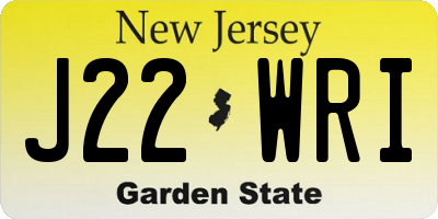 NJ license plate J22WRI