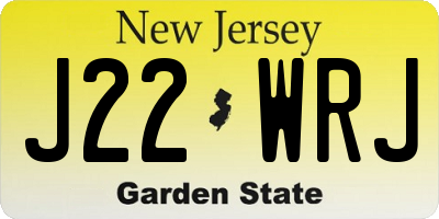 NJ license plate J22WRJ