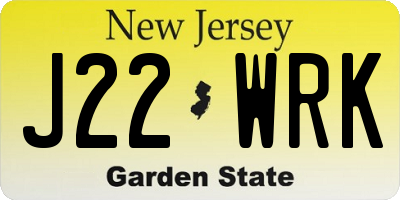 NJ license plate J22WRK