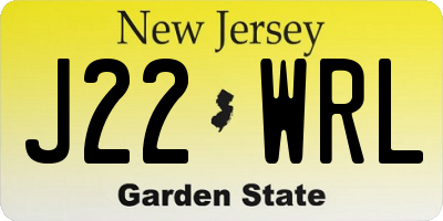 NJ license plate J22WRL