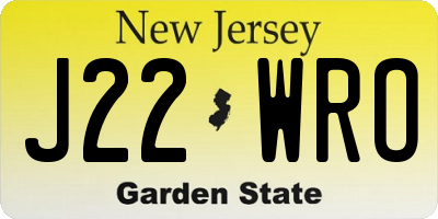 NJ license plate J22WRO
