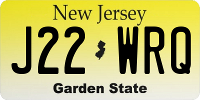 NJ license plate J22WRQ