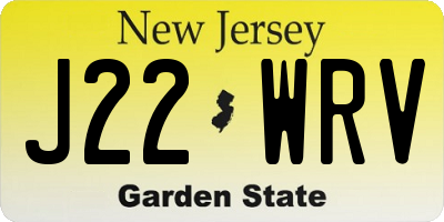 NJ license plate J22WRV