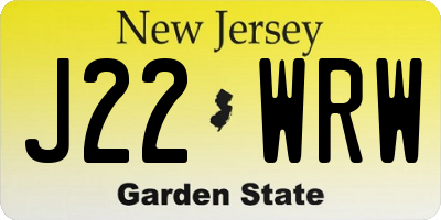 NJ license plate J22WRW