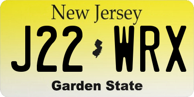 NJ license plate J22WRX
