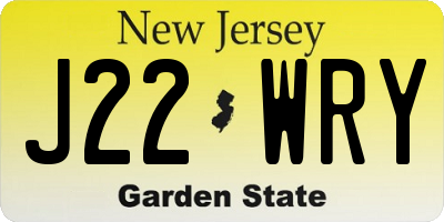 NJ license plate J22WRY