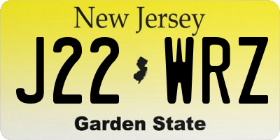 NJ license plate J22WRZ
