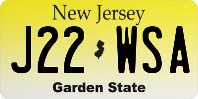 NJ license plate J22WSA