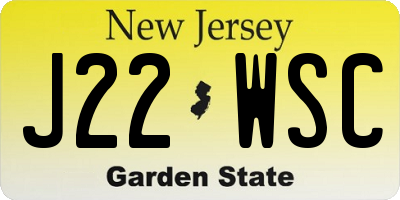 NJ license plate J22WSC