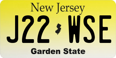 NJ license plate J22WSE