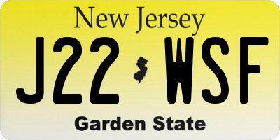 NJ license plate J22WSF