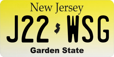 NJ license plate J22WSG