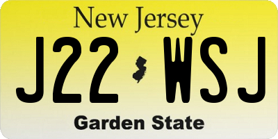 NJ license plate J22WSJ