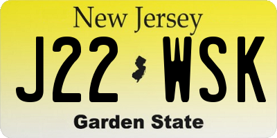 NJ license plate J22WSK