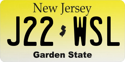 NJ license plate J22WSL
