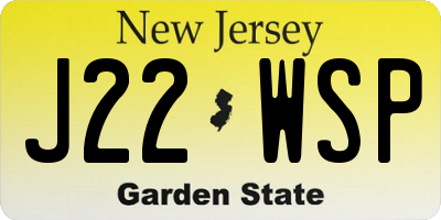 NJ license plate J22WSP