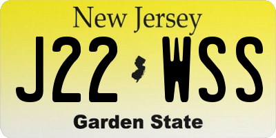 NJ license plate J22WSS