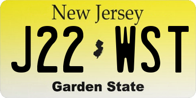 NJ license plate J22WST